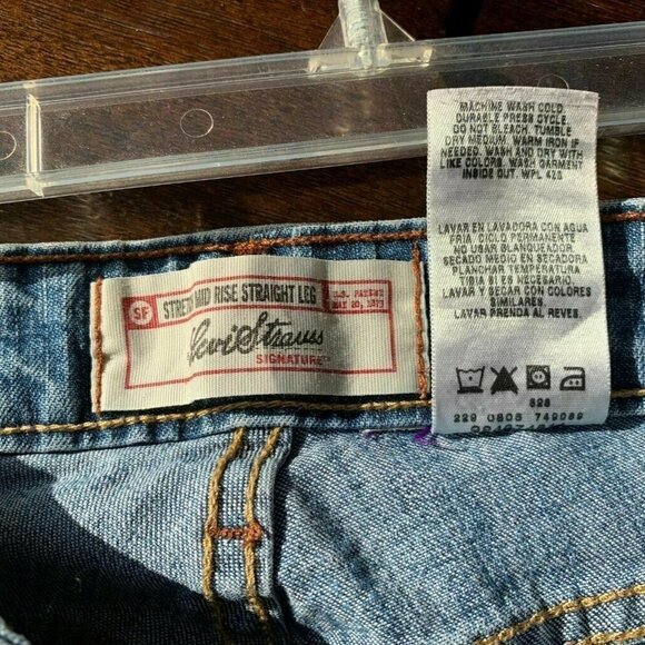 - Levis Strauss Signature Womens Mid Rise Straight Leg Denim Blue Jeans 10… - Picture 5 of 6